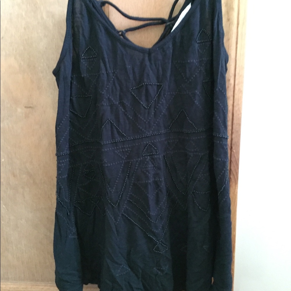 Black Tank Top With Black Beading